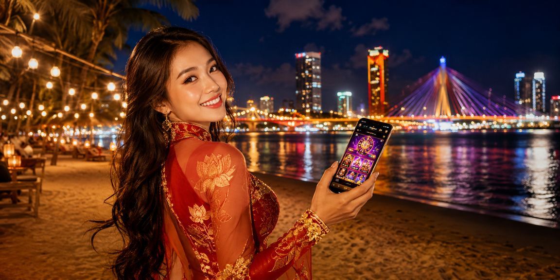 Người dùng Đà Nẵng đặt kèo thể thao trên điện thoại di động tại lễ hội pháo hoa bên bờ sông Hàn