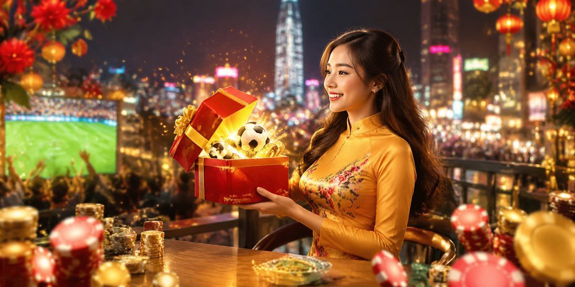 Người dùng tại TP. Hồ Chí Minh theo dõi kèo bóng đá và đặt cược trên điện thoại bên cạnh tà áo dài truyền thống