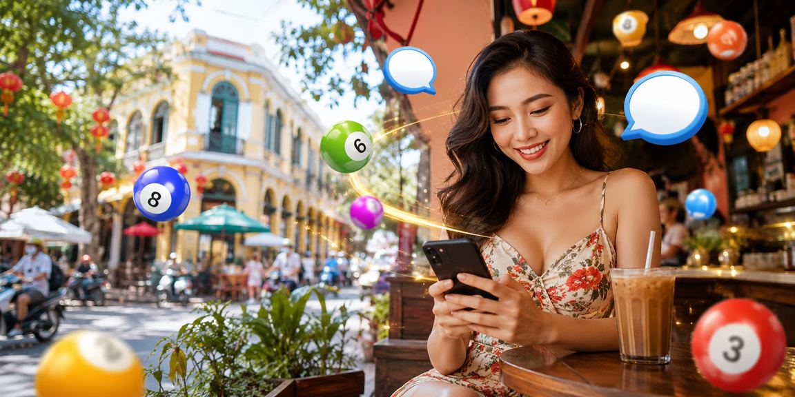 Người chơi thư giãn tại quán cà phê Sài Gòn mở ứng dụng giải trí trực tuyến trên smartphone
