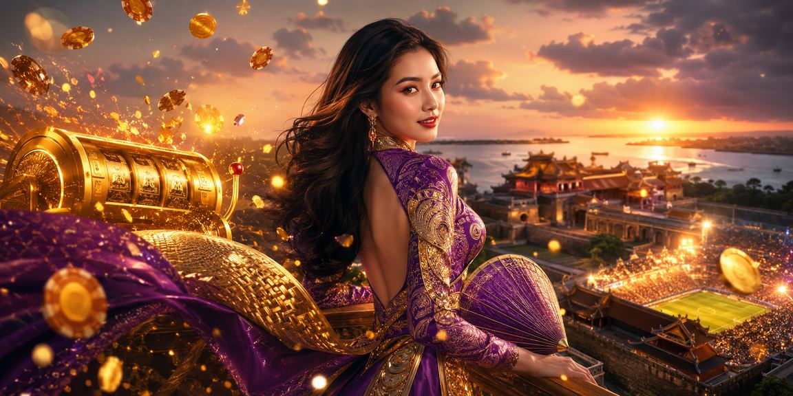 Người dùng tại Huế trải nghiệm trò chơi giải trí trực tuyến bên chiếc nón lá truyền thống trong ánh chiều tà